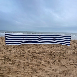Color Optional Soft Easy Dry Cotton Feeling Fabric Camping <strong>Wind</strong> Screen <strong>Wind</strong> <strong>Breaker</strong> Fence with Nature Wood Pole - Product Image 2