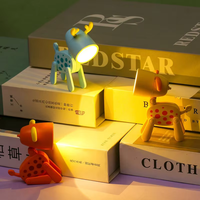 Lampe de bureau miniature en forme d'animal ABS pour chambre à coucher, alimentée par piles, lumière blanche chaude, lampe de nuit LED pliable réglable