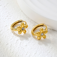 Anting-anting lingkaran bunga warna-warni berlapis emas stainless steel dan anting-anting stud zirkonia kubik untuk wanita dan anak-anak
