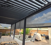 Pergola motorisée Airfun pour extérieur, toutes saisons, en MDF écologique, système de toiture motorisé, imperméable, pavillon de jardin, lames orientables