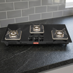 Table de cuisson à gaz GPL encastrable KIMATSU à 3 brûleurs avec allumage électronique et surface en verre, garantie 1 an pour usage hôtelier et domestique - Product Image 2