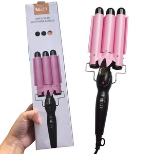 Rizador de pelo eléctrico automático de 22 mm para rizos grandes, efecto de ondas de agua, con tres tubos para rizos en espiral - Product Image 1