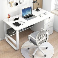 Bureau d'étudiant moderne et élégant avec cadre en métal en bois Table d'étude domestique simple pour bureau à domicile Étagère de bureau d'ordinateur