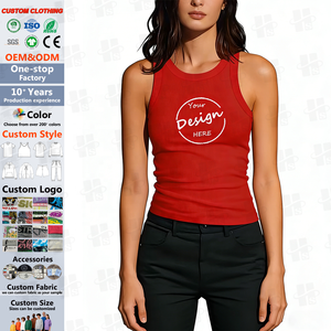 Canottiera a <span class=keywords><strong>Costine</strong></span> con Ricamo Personalizzato, Top da Palestra Aderente, <span class=keywords><strong>Canotta</strong></span> Semplice con Scollo Quadrato in Cotone a Coste Senza Maniche da <span class=keywords><strong>Donna</strong></span> - Product Image 1