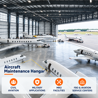 Hangar d'avion en acier galvanisé GloStar, bâtiment métallique préfabriqué à grande portée claire