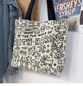 Sac fourre-tout en toile personnalisé avec logo pour femme, étudiante, sac à bandoulière simple, sac à main pour livres, grande capacité, mignon - Product Image 3