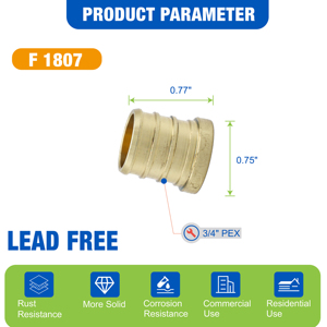 Tapón para Tubería PEX KING SMART 3/4" F1807, Latón con Bajo Contenido de Plomo, Certificado UPC, Compatible con Tuberías PEX, Tapón de Extremo para Tuberías de Plomería (Envío Gratuito a EE. UU. y Canadá) - Product Image 2