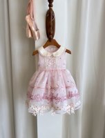 Nouvelle robe d'été pour filles en dentelle rose avec nœud papillon - Robe de princesse sans manches Lolita