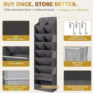 Hanging <b>Shoe</b> Organizer 8 Tier Deep Pockets Blue Over Door Closet Entryway <b>Storage</b> Rack For <b>Shoes</b> - Product Image 6