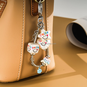Personality Beaded Snake Chain Bag Charm <strong>Keychain</strong>,Cute Printed Ornament Pendant,Handbag Hanging Accessory Small Gift <strong>Bulk</strong> - Product Image 3