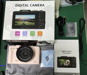 Fotocamera da Viaggio con Schermo Ribaltabile 180°, 75MP, 5K, WiFi, Autofocus, <span class=keywords><strong>per</strong></span> Vlogging su <span class=keywords><strong>YouTube</strong></span>, con Scheda SD, Bianca e Nera - Product Image 3