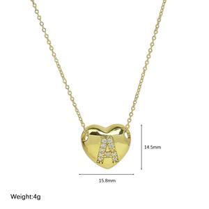 Alta calidad latón amor corazón <span class=keywords><strong>carta</strong></span> encantos circón naturaleza piedra moda joyería colgante collar para mujer aniversario - Product Image 5