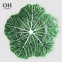Service de table en céramique Ohere Luxury Green Cabbage Bowl avec motif en relief pour la décoration de fête de mariage, bol en forme de fleur