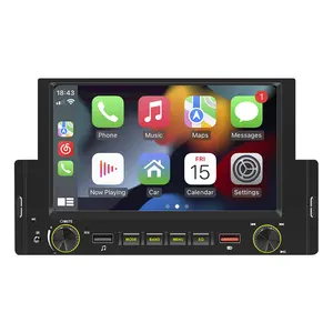 car TV Android 1din car play 6.2 inch retractable panel touch screen 7inch plug and play car stereo with BT wifi MP5