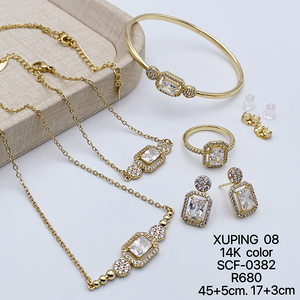 ชุดเครื่องประดับผู้หญิง <span class=keywords><strong>XUPING</strong></span> แฟชั่นชุบทอง 14k สร้อยคอ สร้อยข้อมือ ต่างหู แหวน ประดับด้วยเพชร CZ สังเคราะห์ - Product Image 4