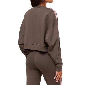 Conjunto de Pantalones Largos de Algodón Tejido Personalizables con Sudadera de Manga Larga y Cintura Alta que Deja Ver el Ombligo, Casual, Impermeable y de Secado Rápido - Product Image 3