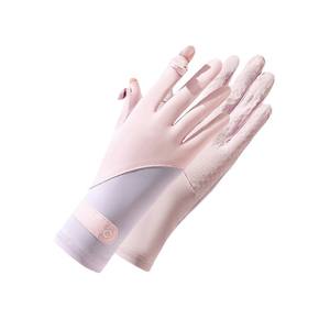 Ztc410 Guantes de protección solar de medio dedo para mujer, ciclismo, pantalla táctil, deportes al aire libre, protección UV ligera, rosa, gris - Product Image 2