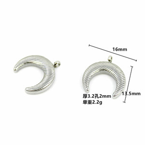 Anno Jewelry - Colgante de Luna Creciente de Acero Inoxidable, Superficie Lisa, Conector para Joyería DIY - Product Image 4
