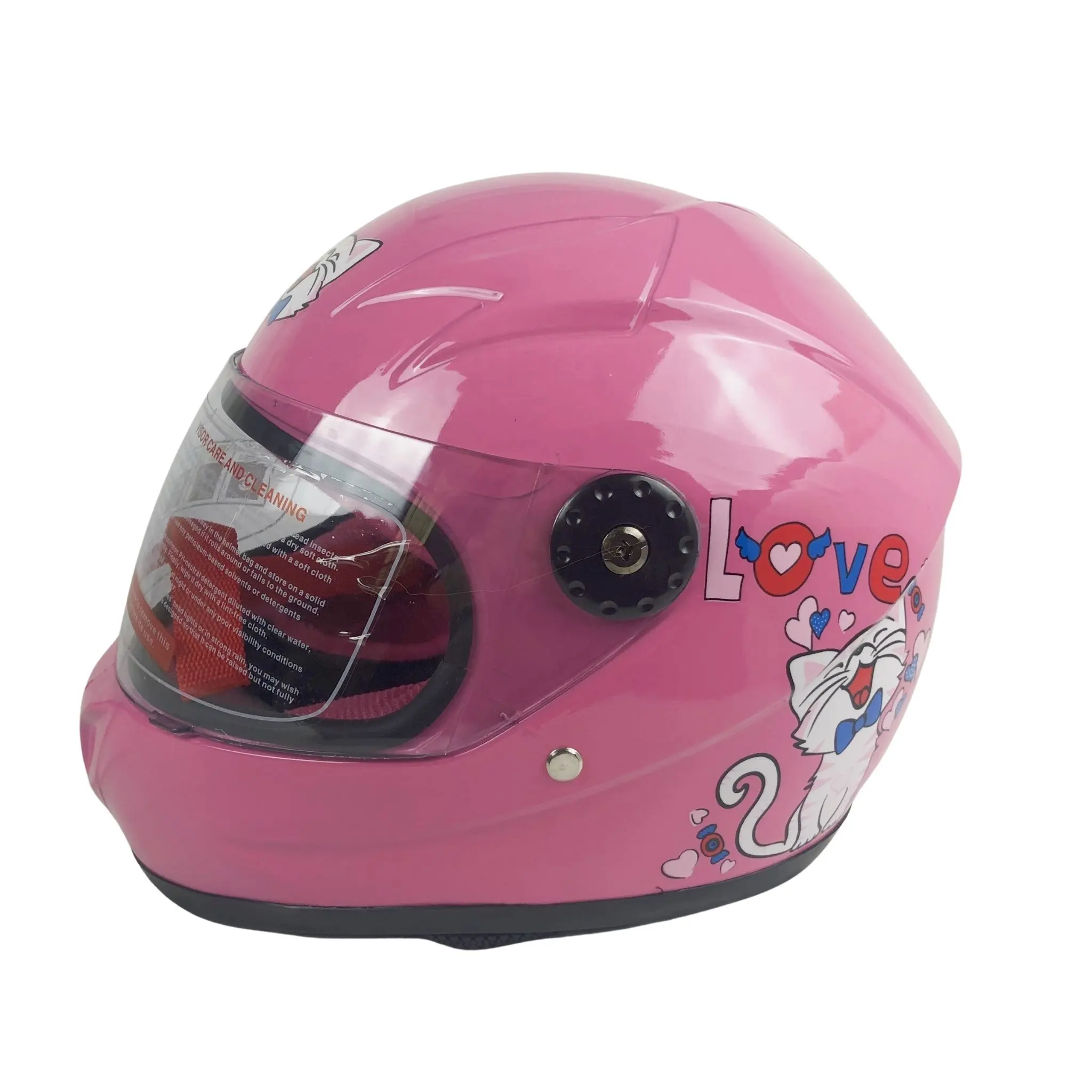 Casco de moto de cara completa para niños, hello kitty, wow