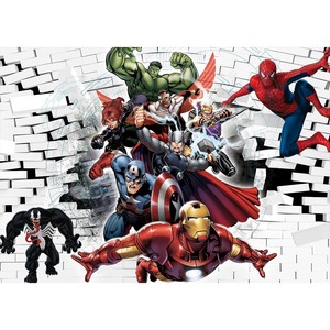 Toile de fond <span class=keywords><strong>Marvel</strong></span> Super-héros <span class=keywords><strong>Avengers</strong></span> Iron Man Spiderman Hulk pour anniversaire, fond de photographie, bannière de fête équipe <span class=keywords><strong>Avengers</strong></span> - Product Image 1