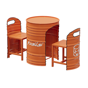 Conjunto de <span class=keywords><strong>Mesa</strong></span> y Sillas de Bar Extensible de Metal Hierro Estilo Antiguo Moderno con Diseño de <span class=keywords><strong>Barril</strong></span> de Aceite, Sofá Duradero y Ecológico para Comedor Exterior, Dormitorio y Hoteles - Product Image 1