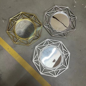 Différentes couleurs miroirs octogonal <span class=keywords><strong>plat</strong></span> Vintage bordures fruits bol plateau décoratif chargeur plaques photographie accessoires pour produits - Product Image 1