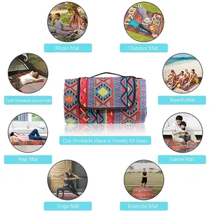 Foldable Picnic Blanket Custom Design Bohemian Style Polyester Cotton Waterproof Foldable Outdoor Camping Picnic Mat Beach Blanket