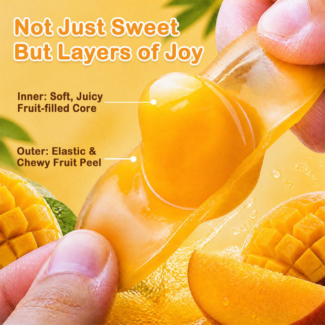 Wholesale Bulk Individual Wrapped Peeling Mango Shape Jelly Candy