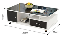 Ensemble de 3 meubles de salon modernes : meuble TV style chaise et table basse en verre, avec table basse intégrée au meuble TV