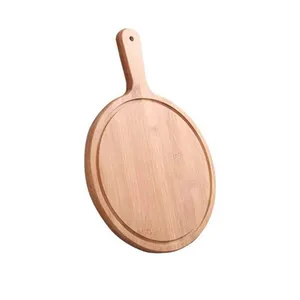 14 "круглая бамбуковая деревянная разделочная доска для пиццы, сервировочный деревянный поднос