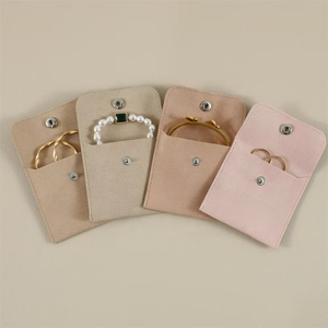Pochette à bijoux en microfibre 8x8 cm avec insert pour collier, sac en velours de haute qualité, pochette d'emballage pour bijoux avec logo - Product Image 1
