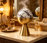 Brûleur d'encens en marbre Calacatta Viola naturel, brûleur de Bakhoor Oud en pierre de luxe pour la décoration de table à la maison