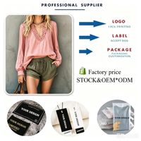 5632 #   Chemisier pour femme uni à volants, col en V, manches longues lanternes, coupe ample, décontracté, léger, style vacances