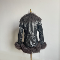 QIUCHEN QC21125 personnalisation hiver nouveau agneau mongol fourrure Bomber recadrée veste femmes manteau en cuir