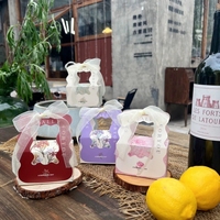 Boîte à dragées avec poignée, boîte cadeau florale esthétique pour mariage, fête prénuptiale, fiançailles, fournitures pour fête, emballage cadeau de remerciement
