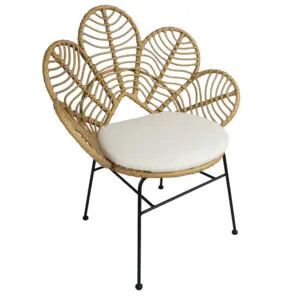 Silla de ratán de metal, silla de pavo real, silla de ratán para exteriores, silla de ratán de caña de flores tejida de mimbre a la venta