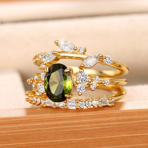 Ensemble de trois bagues élégantes en zircon marquise à motif floral pour femmes, bijoux de fiançailles tendance - Product Image 5