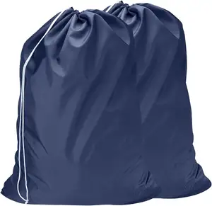 Professional manufacturer washable recycle foldable large drawstring custom logo nylon polyester laundry bag