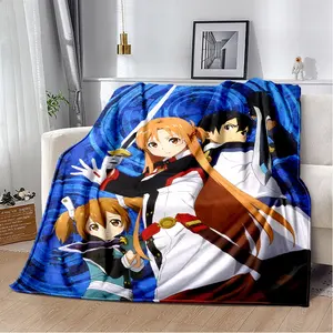 Nuovo Anime Hot Anime SAO spada arte Anime moderno coperta di flanella morbido divano letto di lancio coperta Gedruckt Bettdecke Geschenk