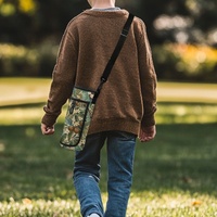 Sac de transport pour bouteille d'eau personnalisé avec imprimé botanique tropical en feuilles de noix de coco et bandoulière réglable