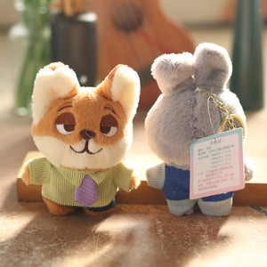 Porte-clés en peluche lapin Zootopia mignon et célèbre sur internet, petite poupée renard, accessoire de sac, jouet porte-clés - Product Image 2