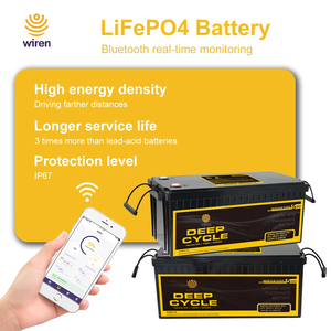 แบตเตอรี่ LiFePO4 24V 100Ah ยี่ห้อ Wiren -20~60 ℃   แบตเตอรี่สำรองพลังงานแสงอาทิตย์ 2.4 กิโลวัตต์ชั่วโมง สำหรับการใช้งานแบบออฟกริด รถบ้านเคลื่อนที่ เรือ และมอเตอร์ลากจูง - Product Image 4