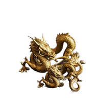 Statue de dragon de style chinois en métal moulé, gravée, découpée, imprimée, plaquée or, décoration d'intérieur, sculpture