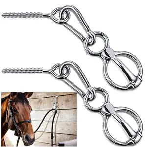 2 Pack Horse Tie Ring Horse Training Equipment Safe Horse Accessories with Eye Bolt, Tie Rings , Horse Tack and Supplies