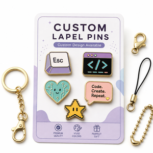 Spille smaltate personalizzate, Distintivi in metallo, Smalto morbido, Oro, per Programmatore, Coder, Geek, Tech, Coding, Pixel, Portachiavi, Regalo, Ingrosso - Product Image 1