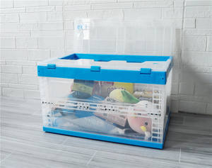 リサイクル可能な折り畳み式積み重ね可能プラスチック製ソリッドボックス透明表面ロジスティクス保管 & 家庭服整理 - Product Image 3