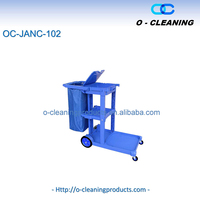 O-Cleaning Chariot de concierge en plastique robuste pour le ménage, chariot de nettoyage utilitaire à main, chariot de soutien pour concierge d'hôtel