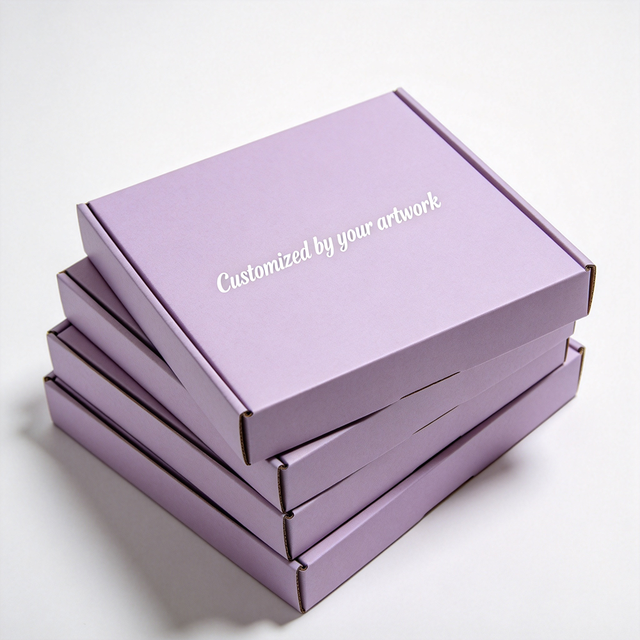 Free Design Customized Lavender Apparel Packaging Box Double Sided Printing Corrugated Cardboard Fashion Clothing Box