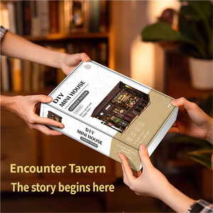 ชุดโมเดลบ้านไม้ขนาดเล็ก DIY รูปทรงร้านเหล้าพร้อมไฟ LED สำหรับวัยรุ่น ใช้ตกแต่งเป็นที่คั่นหนังสือ - Product Image 4