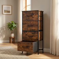 Commode à tiroirs en tissu, structure métallique robuste avec plateau en bois, organisateur de rangement anti-basculement pour chambre, placard, chambre d'enfant, couloir